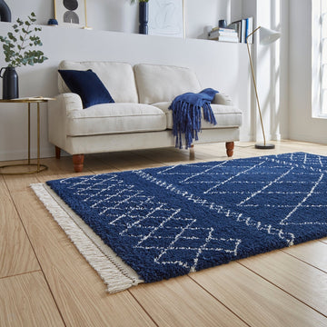 Scandi-Boho RL02 Modern Moroccan Berber Soft Plush Shaggy Navy Blue Rug-Rug Love Exclusive-Rug Love - The Most Loved Rug Store